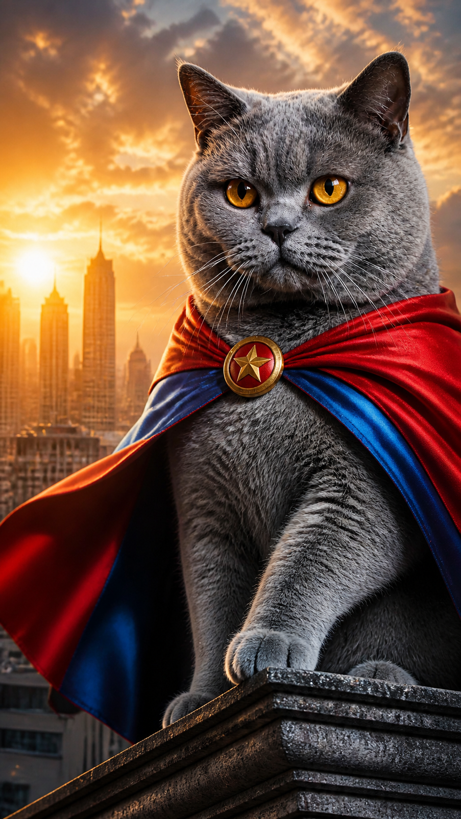 British Shorthair Cat Superhero AI photo