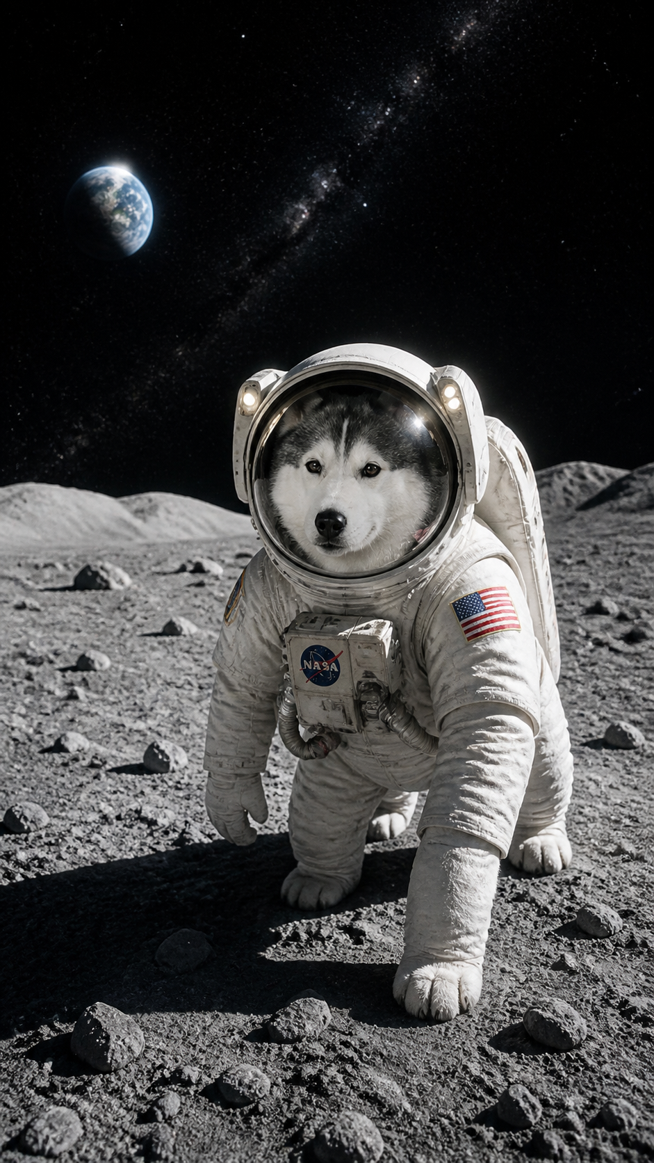 Siberian Husky Astronaut AI photo