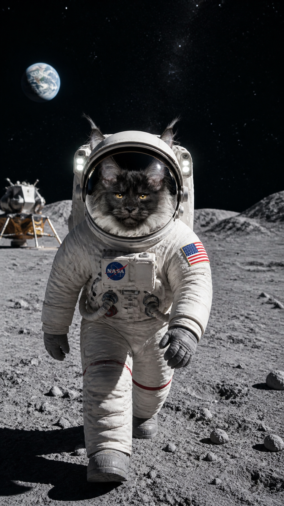 Maine Coon Cat Astronaut AI photo