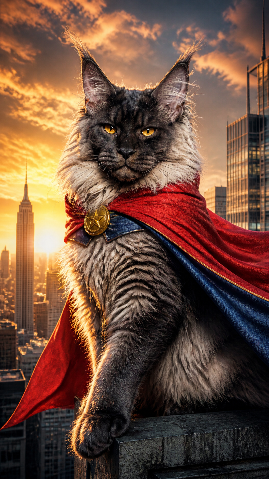 Maine Coon Cat Superhero AI photo