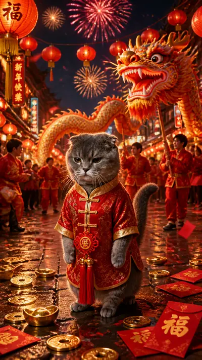 AI Chinese New Year pet photo