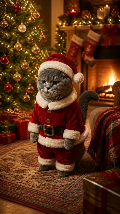 AI Christmas Santa pet photo