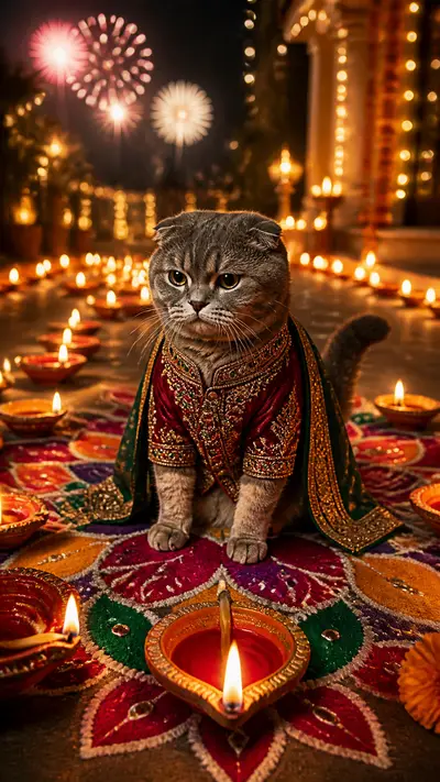 AI Diwali pet photo