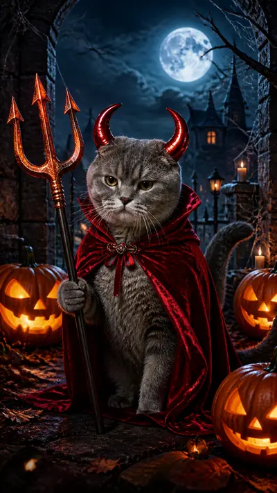 AI Halloween Devil pet photo