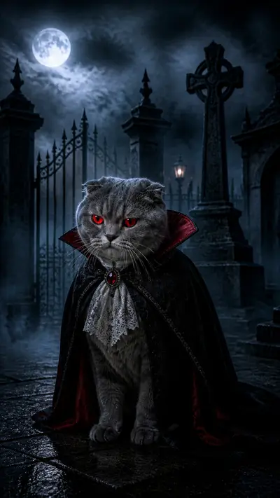 AI Halloween Vampire pet photo