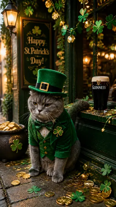 AI St Patricks Day pet photo