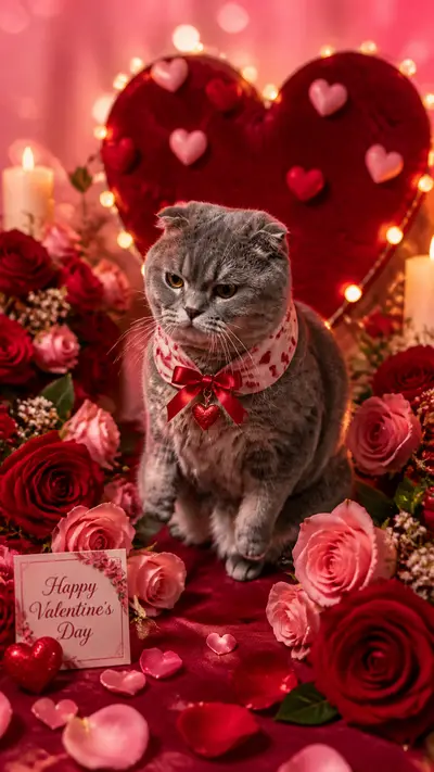AI Valentines Day pet photo